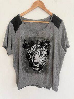 Penningtons Women Gray Black Short Sleeve Pullover T Shirt Plus Size 2X